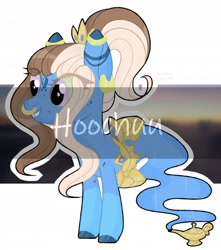 Size: 1280x1446 | Tagged: safe, artist:hoochuu, imported from derpibooru, oc, oc only, genie, genie pony, pony, commission, ear piercing, earring, eye clipping through hair, eyelashes, jewelry, lamp, nose piercing, nose ring, piercing, solo, ych result