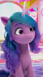 Size: 560x990 | Tagged: safe, imported from derpibooru, screencap, izzy moonbow, pony, unicorn, spoiler:my little pony: make your mark, cropped, female, g5, mare, my little pony: make your mark, my little pony: make your mark chapter 1, sitting, solo