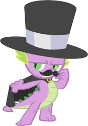 Size: 621x887 | Tagged: safe, artist:herrmyrddin, imported from derpibooru, spike, dragon, owl's well that ends well, cape, clothes, dastardly spike, facial hair, hat, moustache, simple background, solo, top hat, transparent background, vector