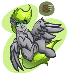 Size: 3584x3864 | Tagged: safe, artist:witchtaunter, imported from derpibooru, oc, oc only, pegasus, pony, chest fluff, commission, cute, derp, ear fluff, flying, happy, simple background, smiling, solo, spread wings, white background, wings