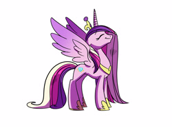 Size: 3318x2473 | Tagged: safe, artist:lummh, imported from derpibooru, princess cadance, alicorn, pony, crown, female, hoof shoes, jewelry, mare, regalia, simple background, solo, spread wings, tiara, white background, wings