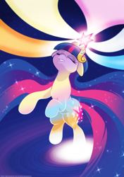 Size: 2000x2837 | Tagged: safe, artist:saturdaymorningproj, imported from derpibooru, twilight sparkle, pony, unicorn, big crown thingy, digital art, element of magic, eyes closed, female, floppy ears, flowing mane, jewelry, mare, regalia, sailor moon, standing, standing on one leg, unicorn twilight