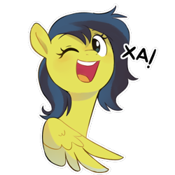 Size: 512x512 | Tagged: safe, artist:anotherdeadrat, oc, oc only, pegasus, pony, female, mare, one eye closed, open mouth, simple background, smiling, transparent background