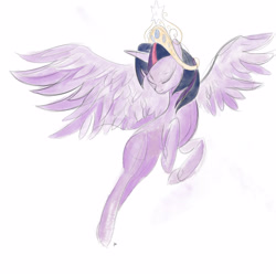 Size: 3000x3000 | Tagged: safe, artist:paintedskies, imported from derpibooru, twilight sparkle, alicorn, pony, big crown thingy, element of magic, jewelry, regalia, simple background, solo, traditional art, twilight sparkle (alicorn), watercolor painting, white background