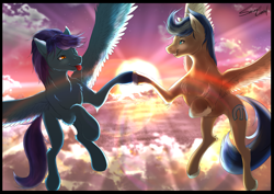 Size: 2047x1447 | Tagged: safe, artist:sakuracheetah, imported from derpibooru, oc, oc only, pegasus, pony, duo, pegasus oc