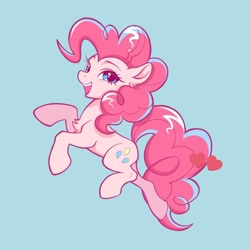 Size: 1024x1024 | Tagged: safe, artist:paipaishuaige, imported from derpibooru, pinkie pie, earth pony, pony, blue background, chest fluff, cute, diapinkes, ear fluff, female, heart, mare, open mouth, open smile, simple background, smiling, solo