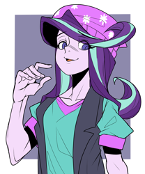 Size: 1000x1200 | Tagged: safe, artist:m@k, imported from derpibooru, starlight glimmer, equestria girls, beanie, female, hat, solo