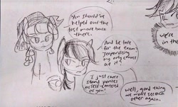 Size: 720x435 | Tagged: safe, artist:snowzaaah, imported from derpibooru, applejack, rainbow dash, earth pony, pegasus, pony, appledash, doodle, female, harmony exam au, lesbian, monochrome, pencil drawing, shipping, sketch, traditional art