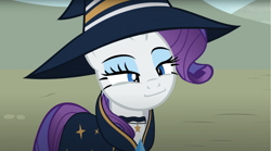 Size: 1680x934 | Tagged: safe, artist:agrol, imported from derpibooru, rarity, pony, unicorn, female, hat, mare, smug smile, smugity, solo, tales of adventurers, wizard hat, wizard robe, youtube link