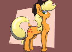 Size: 1960x1440 | Tagged: safe, artist:akuneanekokuro, imported from derpibooru, applejack, earth pony, pony, applejack's hat, cowboy hat, digital art, female, hat, mare, simple background, solo