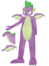 Size: 1932x2576 | Tagged: safe, derpibooru exclusive, imported from derpibooru, spike, anthro, dragon, molt down, clothes, concept, costume, fursuit, g4, older, simple background, solo, tail, transparent background, wings