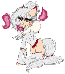 Size: 2353x2669 | Tagged: safe, artist:beamybutt, imported from derpibooru, oc, oc only, earth pony, pony, clothes, ear fluff, earth pony oc, eyelashes, female, mare, mouth hold, raised hoof, simple background, transparent background