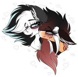 Size: 2337x2329 | Tagged: safe, artist:beamybutt, imported from derpibooru, oc, oc only, earth pony, pony, bust, duo, ear fluff, earth pony oc, eyelashes, female, mare, oc x oc, shipping, simple background, smiling, transparent background