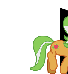 Size: 600x658 | Tagged: safe, artist:anonymous, apple leaves, earth pony, pony, apple family member, door, female, leaving, mare, simple background, walking, white background