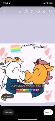 Size: 591x1280 | Tagged: safe, artist:enperry88, imported from derpibooru, brickhouse, bulk biceps, earth pony, pegasus, pony, black shirt, boop, bulkton, clothes, duo, duo male, ear piercing, earring, floppy ears, gay, gay couple, gay marriage, gay pride flag, happy, heart, holding each other, holding hooves, jewelry, long sleeved shirt, long sleeves, looking at each other, looking at someone, love, male, muscle pony, noseboop, nuzzling, piercing, pride, pride flag, shirt, smiling, smiling at each other, stallion, stallion on stallion