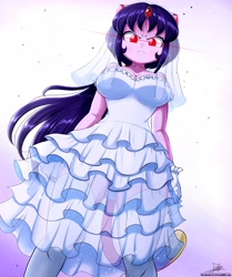 Size: 2220x2660 | Tagged: safe, artist:the-butch-x, imported from derpibooru, oc, oc only, oc:cassey, equestria girls, angry, catgirl, clothes, dress, female, marriage, socks, solo, stockings, thigh highs, wedding, wedding dress