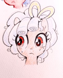 Size: 835x1024 | Tagged: safe, artist:fipoki, imported from derpibooru, cozy glow, pegasus, pony, bust, female, filly, foal, portrait, solo, traditional art