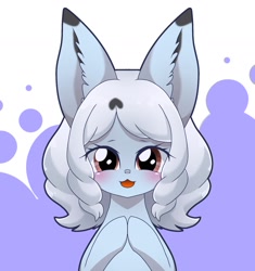 Size: 1706x1814 | Tagged: safe, artist:namaenonaipony, imported from derpibooru, pony, rabbit, animal, female, hooves together, kemono friends, looking at you, open mouth, ponified, purple background, simple background, solo, white background