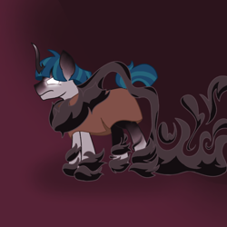 Size: 1280x1280 | Tagged: safe, artist:transpool, imported from derpibooru, pony of shadows, stygian, pony, unicorn, cloak, clothes, glowing, glowing eyes, male, possessed, simple background, solo, stallion