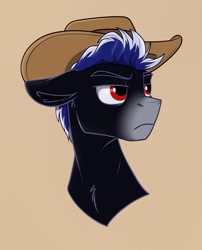 Size: 1021x1265 | Tagged: safe, artist:rutkotka, imported from derpibooru, oc, oc only, pony, commission, cowboy hat, hat, simple background, solo, tan background, ych result