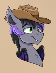 Size: 1069x1385 | Tagged: safe, artist:rutkotka, imported from derpibooru, oc, oc only, pony, commission, cowboy hat, hat, simple background, solo, tan background, ych result