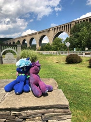 Size: 3024x4032 | Tagged: safe, imported from derpibooru, princess luna, beautiful, bridge, irl, photo, plushie, tunkhannock viaduct