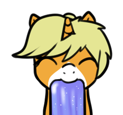 Size: 281x263 | Tagged: safe, artist:neuro, imported from derpibooru, oc, oc only, oc:creamsicle, pony, unicorn, bust, coat markings, eating, eyes closed, female, food, mare, popsicle, simple background, smiling, solo, transparent background