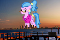 Size: 1500x1000 | Tagged: safe, artist:thegiantponyfan, artist:tsabak, imported from derpibooru, surf, earth pony, pony, clothes, female, florida, giant pony, giant/macro earth pony, giantess, glasses, highrise ponies, irl, macro, mare, mega giant, photo, ponies in real life, shirt, tampa