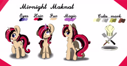 Size: 6780x3550 | Tagged: safe, artist:hisp, imported from derpibooru, oc, oc only, oc:mirnight maknat, pony, unicorn, bedroom eyes, butt, chest fluff, cutie mark, magic, plot, pose, reference sheet, simple background, solo, white background