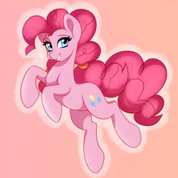 Size: 1536x1536 | Tagged: safe, artist:cottonaime, imported from derpibooru, pinkie pie, earth pony, pony, jumping, looking at you, open mouth, smiling, solo