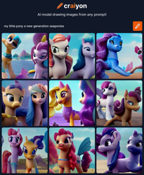 Size: 1144x1393 | Tagged: safe, imported from derpibooru, seapony (g4), ai content, ai generated, g5, generator:craiyon, my little pony: a new generation, not izzy moonbow, not princess skystar, not salmon, not sunny starscout, shoo be doo, wat