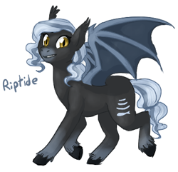 Size: 376x363 | Tagged: safe, artist:mew, imported from derpibooru, oc, oc:riptide, bat pony, pony, dragon wings, female, looking at you, mare, simple background, solo, white background, wings