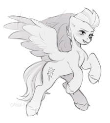 Size: 2116x2350 | Tagged: safe, artist:ggashhhhissh, imported from derpibooru, zipp storm, fly, insect, pegasus, pony, cute, female, g5, monochrome, open mouth, sketch, smiling, solo, solo female