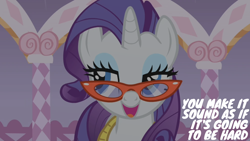 Size: 1920x1080 | Tagged: safe, edit, edited screencap, editor:quoterific, imported from derpibooru, screencap, rarity, pony, unicorn, season 1, suited for success, glasses, rarity's glasses, solo