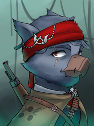 Size: 6224x8378 | Tagged: safe, artist:kaiser-sauce, imported from derpibooru, griffon, equestria at war mod, bust, gun, portrait, rifle, soldier, weapon