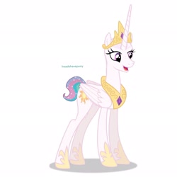 Size: 2048x2048 | Tagged: safe, artist:headshavepony, imported from derpibooru, princess celestia, alicorn, pony, bald, hairless, headshave, shaved head, shaved mane, simple background, solo, white background