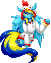 Size: 878x1088 | Tagged: safe, artist:djsckatzen, imported from derpibooru, oc, oc only, oc:general mumble, pegasus, semi-anthro, clothes, hoodie, looking at you, raised hoof, simple background, solo, transparent background