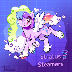 Size: 2000x2000 | Tagged: safe, artist:seasemissary, imported from derpibooru, oc, oc:stratus streamers, pegasus, pony, female, magical lesbian spawn, mare, offspring, parent:pinkie pie, parent:rainbow dash, parents:pinkiedash, solo