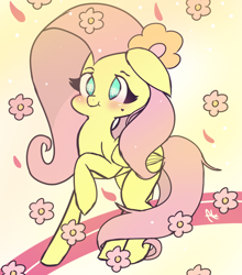 Size: 900x1024 | Tagged: safe, artist:angellafluff, imported from derpibooru, fluttershy, pegasus, pony, :t, blushing, female, flower, mare, raised hoof, solo