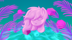 Size: 1920x1080 | Tagged: safe, artist:koapony, imported from derpibooru, oc, oc only, oc:koa, pony, bust, portrait, solo, vaporwave, wallpaper, water