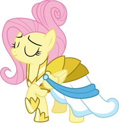 Size: 2905x3000 | Tagged: safe, artist:cloudy glow, imported from derpibooru, fluttershy, pegasus, pony, fake it 'til you make it, .ai available, clothes, dress, female, mare, simple background, solo, transparent background, vector, warrior of inner strength, warriorshy