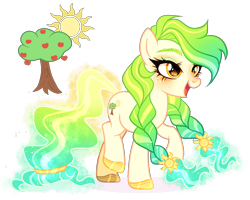 Size: 1550x1240 | Tagged: safe, artist:gihhbloonde, imported from derpibooru, oc, earth pony, pony, female, magical lesbian spawn, mare, offspring, parent:applejack, parent:applelestia, parent:princess celestia, simple background, solo, transparent background