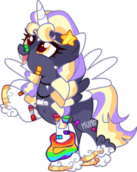 Size: 2009x2507 | Tagged: safe, artist:kurosawakuro, imported from derpibooru, oc, alicorn, pony, alicorn oc, base used, clothes, female, horn, leg warmers, magical lesbian spawn, mare, offspring, parent:derpy hooves, parent:twilight sparkle, parents:twerpy, simple background, solo, transparent background, wings