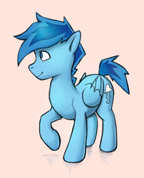 Size: 664x821 | Tagged: safe, artist:replacer808, imported from derpibooru, oc, oc only, oc:happy dream, pegasus, pony, male, pegasus oc, raised hoof, simple background, solo, stallion