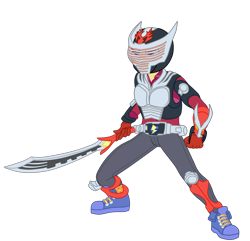 Size: 2919x2819 | Tagged: safe, artist:gmaplay, imported from derpibooru, flash sentry, human, cheer you on, equestria girls, spoiler:eqg series (season 2), blue sneakers, kamen rider, kamen rider dragon knight, kamen rider ryuki, shoes, simple background, sneakers, solo, sword, transparent background, weapon