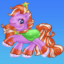 Size: 2048x2048 | Tagged: safe, artist:meowfactor, imported from derpibooru, witchy filly (filly funtasia), cape, clothes, commission, crossover, female, ff to g3, filly (dracco), filly (filly funtasia), filly funtasia, g3, gradient background, high res, jewelry, lynn (filly funtasia), solo, tiara, ych result