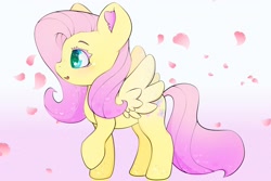 Size: 3000x2000 | Tagged: safe, artist:zokkili, imported from derpibooru, fluttershy, pegasus, pony, cherry blossoms, colored eyelashes, cute, ear fluff, ethereal mane, female, flower, flower blossom, gradient background, heart, mare, open mouth, pink background, profile, raised hoof, side view, simple background, solo, sparkles, spread wings, starry eyes, starry mane, white background, wingding eyes, wings