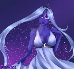 Size: 1024x953 | Tagged: safe, artist:bunnynha, imported from derpibooru, princess luna, human, humanized, obtrusive watermark, pony coloring, solo, watermark