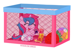 Size: 1000x684 | Tagged: safe, artist:jennieoo, imported from derpibooru, oc, oc:star sparkle, pony, unicorn, baby, baby pony, ball, beach ball, cube, diaper, female, filly, foal, food, happy, laughing, playpen, show accurate, simple background, smiling, solo, strawberry, transparent background, vector