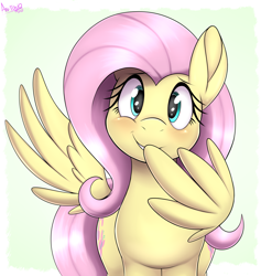 Size: 3319x3500 | Tagged: safe, artist:an-tonio, imported from derpibooru, fluttershy, pegasus, pony, blushing, cute, daaaaaaaaaaaw, female, looking at you, mare, shyabetes, smiling, solo, wings